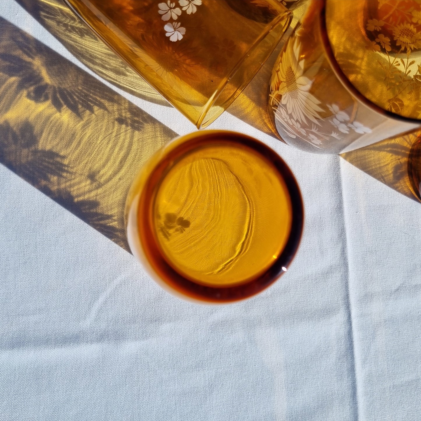 Set of 6 vintage amber glasses