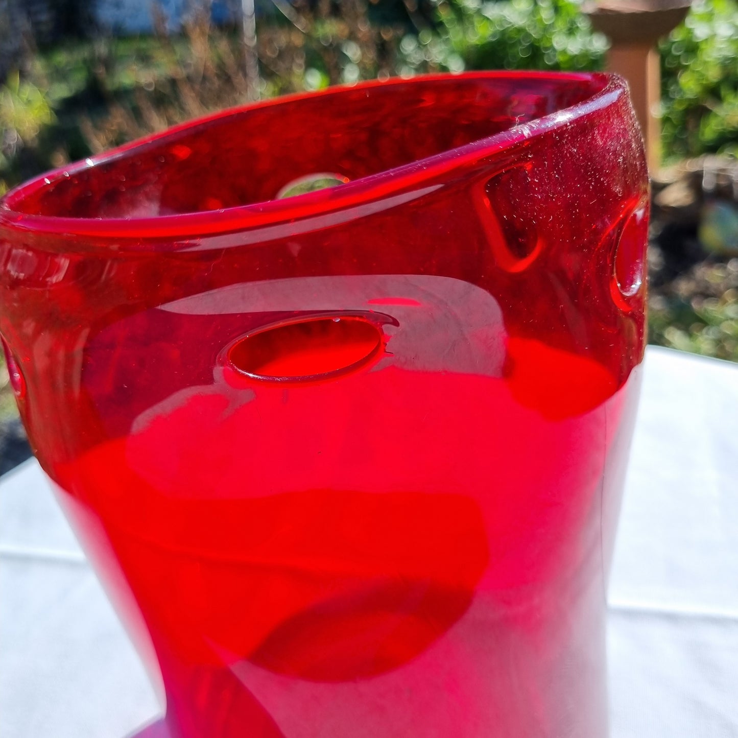Organic red glass vase