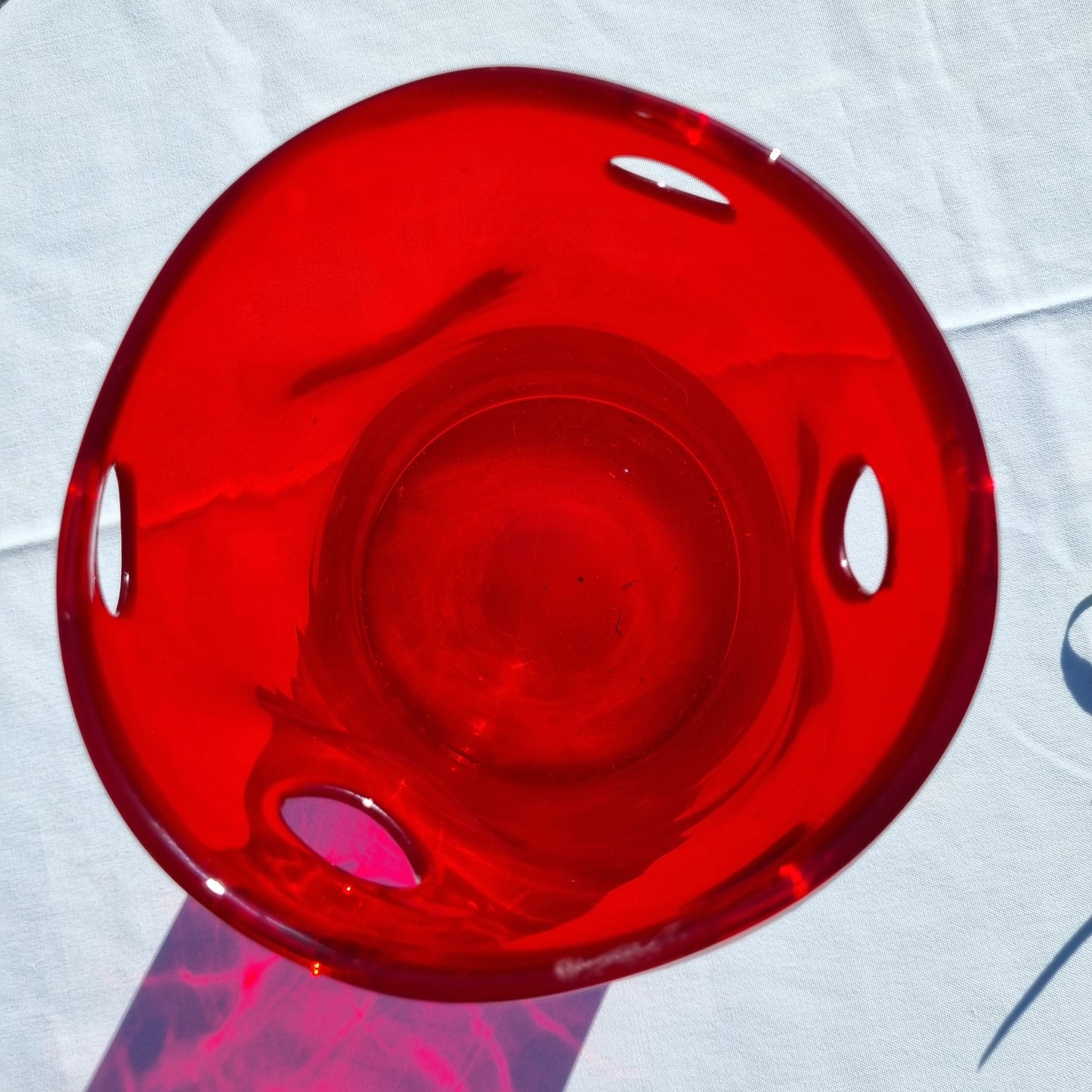 Organic red glass vase