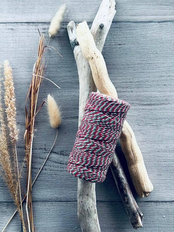 Cotton Bakers Twine 2mm x 100mt Red, Green & White