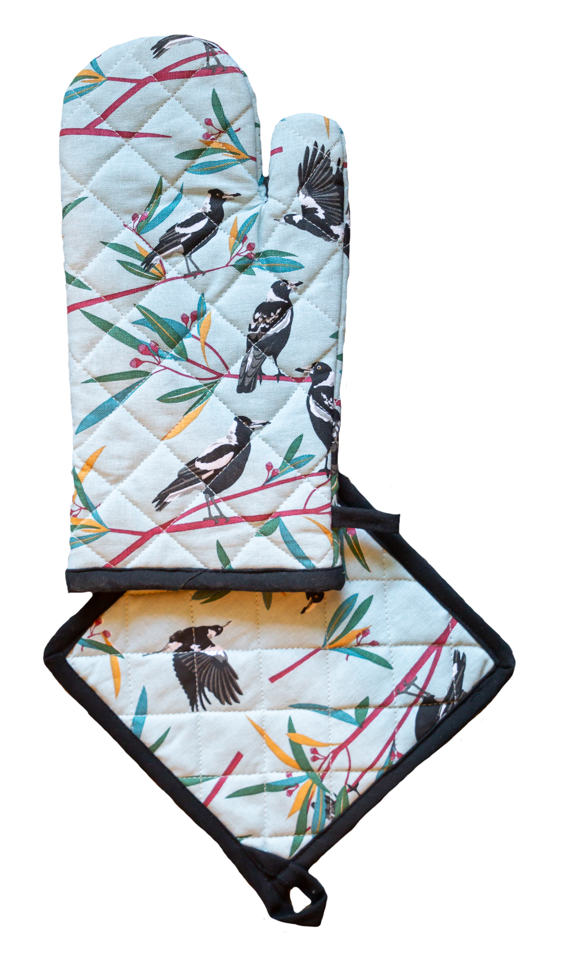 Oven Glove & Pot Holder Set - Magpies
