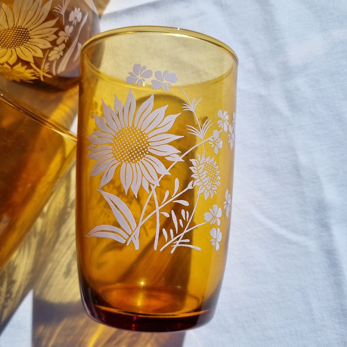 Set of 6 vintage amber glasses