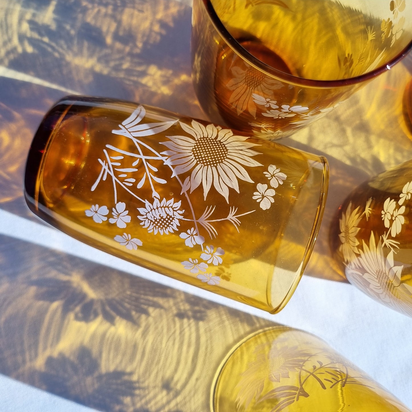 Set of 6 vintage amber glasses