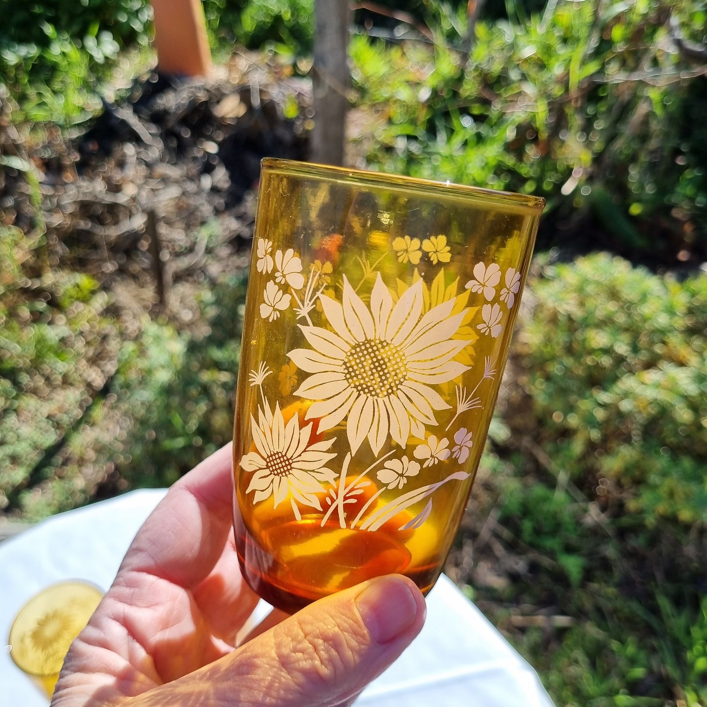 Set of 6 vintage amber glasses