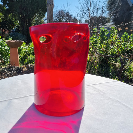 Organic red glass vase