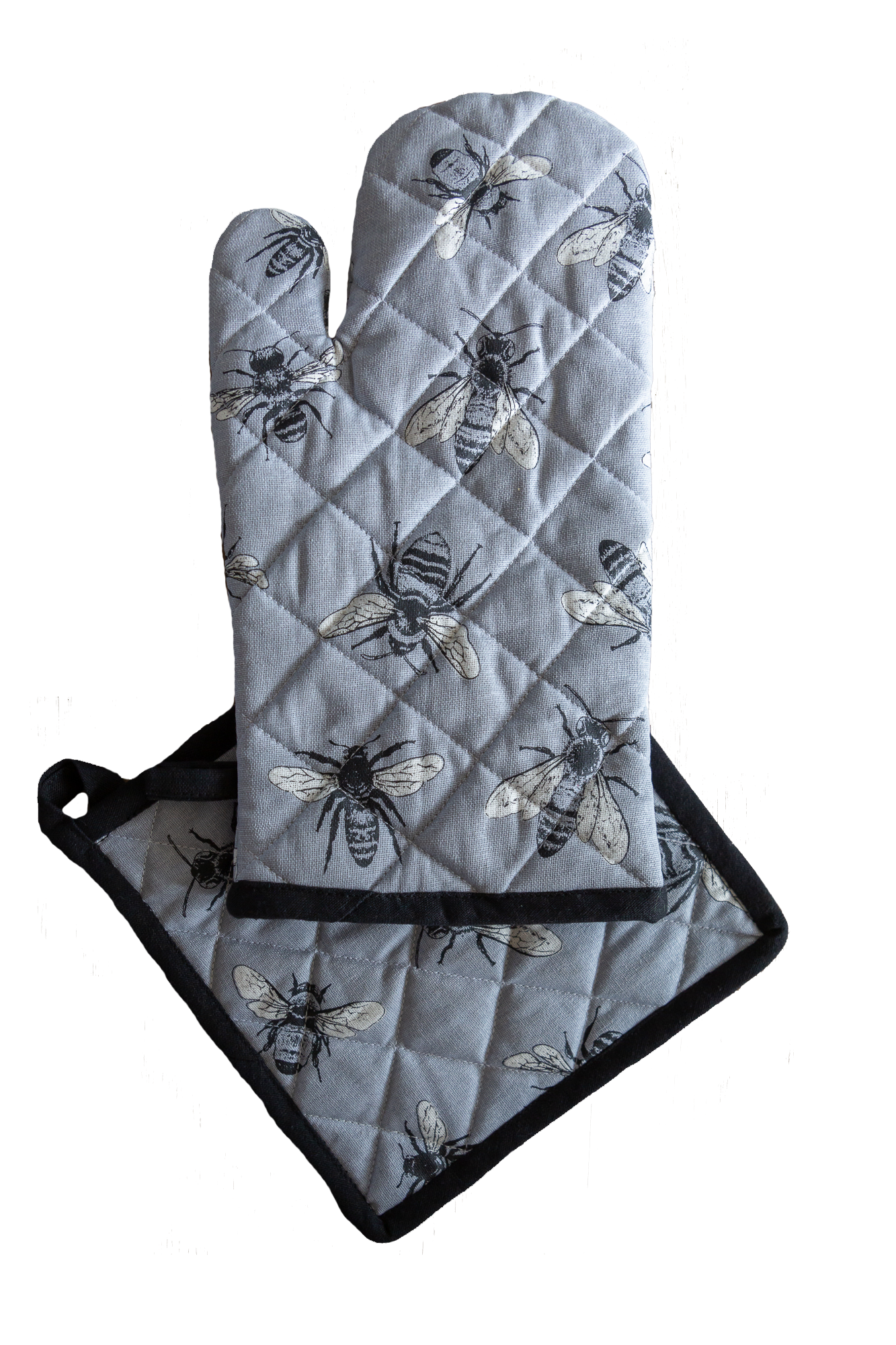 Oven glove & pot holder set - sketch bees