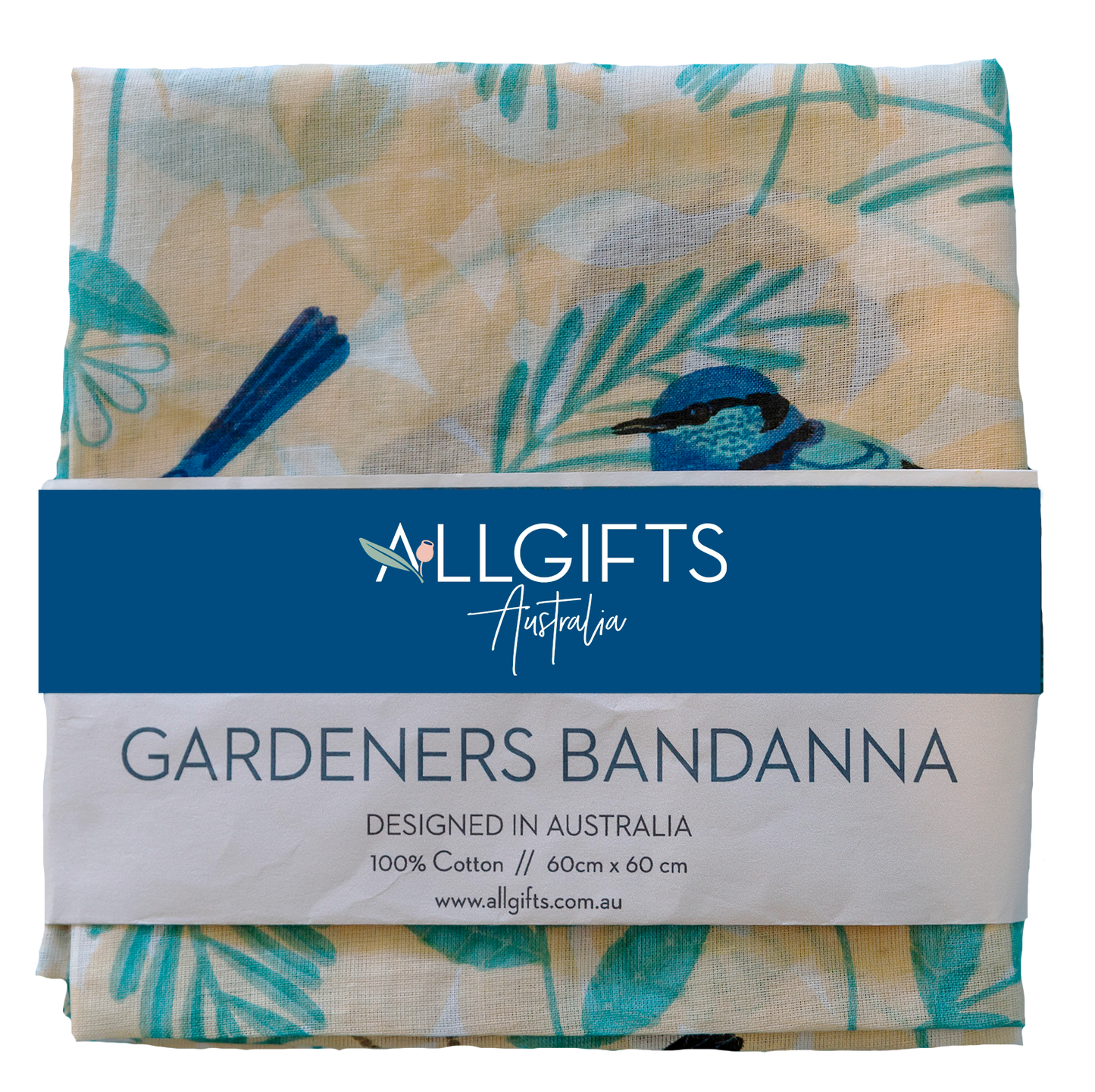 Cotton scarf / gardener's bandanna - blue wren