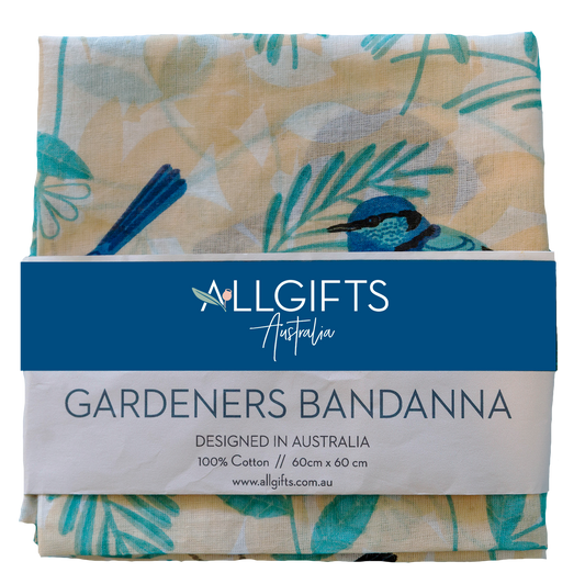 Cotton scarf / gardener's bandanna - blue wren