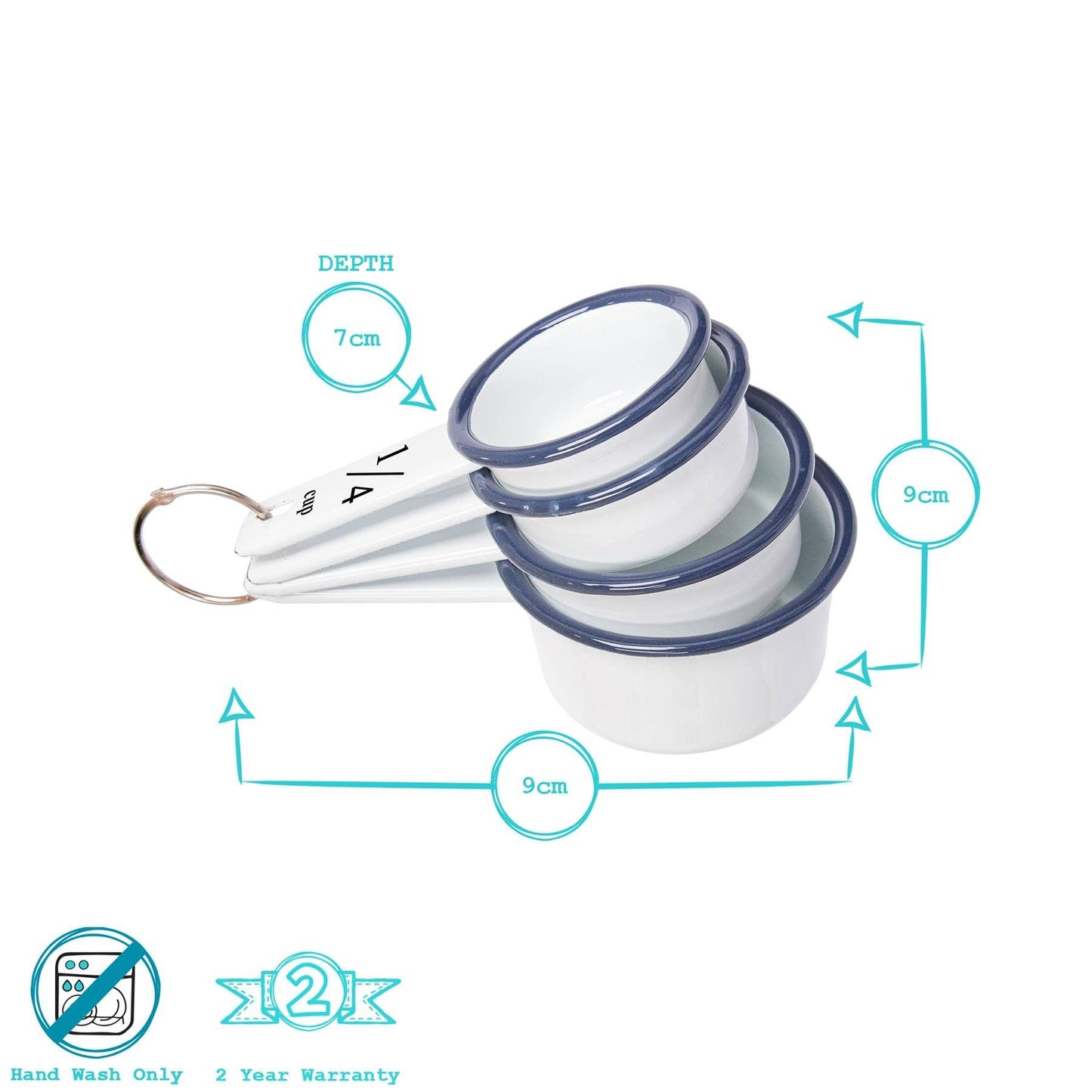 4pc white enamel measuring cups set