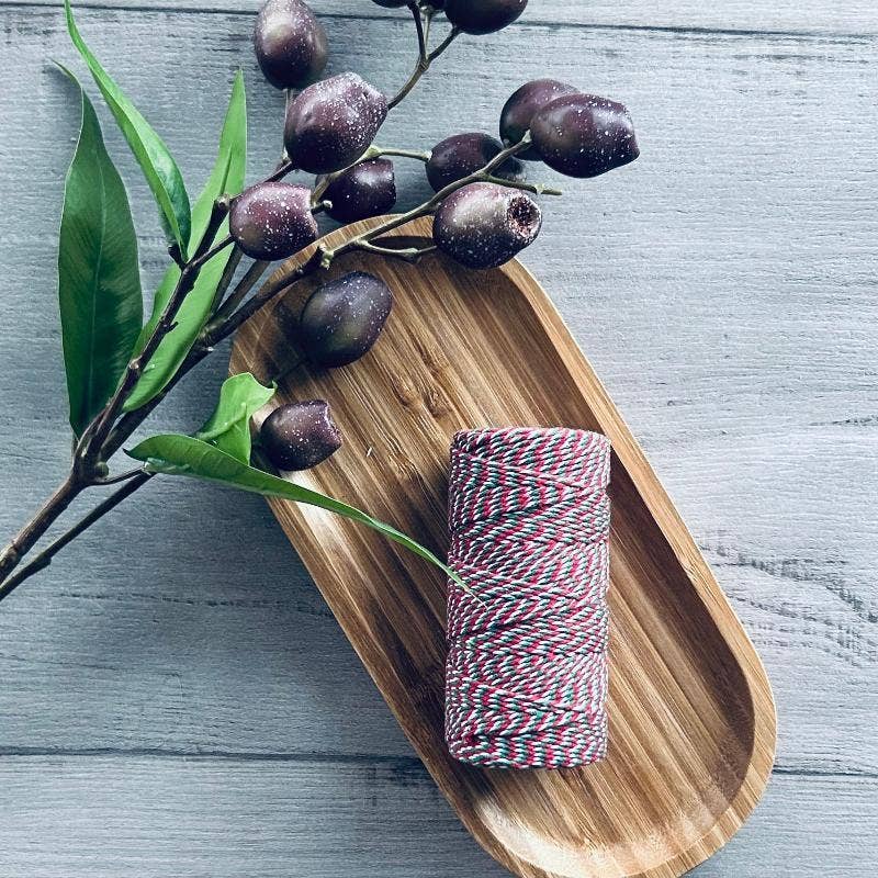Cotton Bakers Twine 2mm x 100mt Red, Green & White