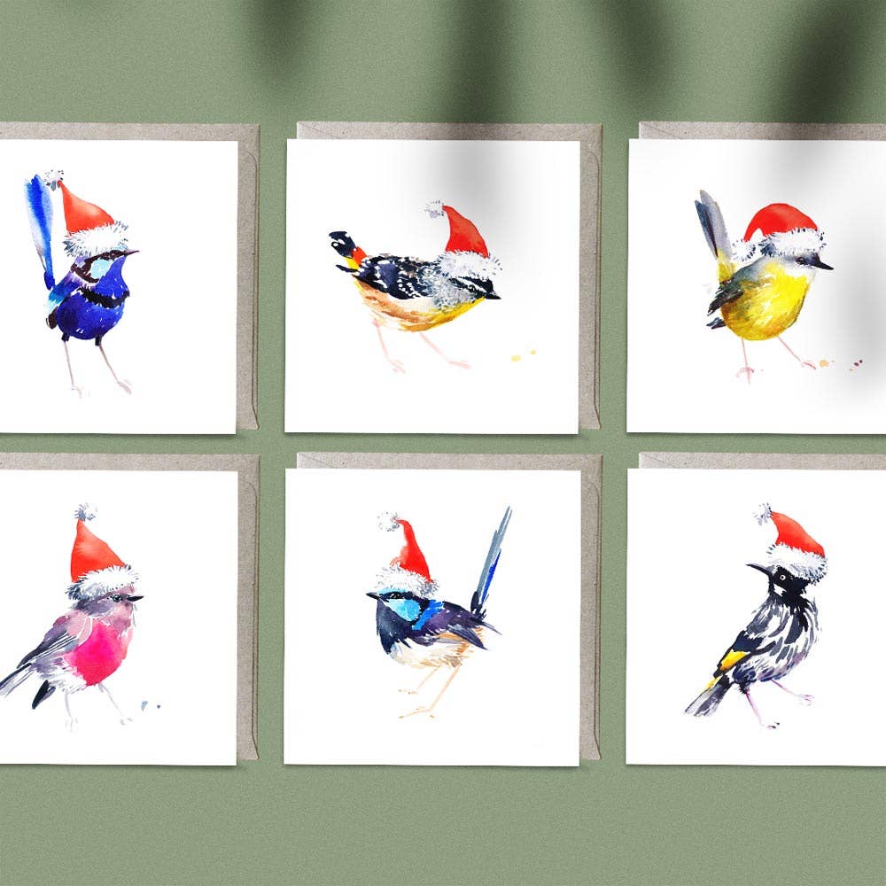 'Birdy Bunch' Christmas Mini Card Set of 6