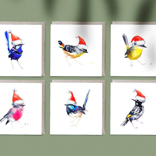 'Birdy Bunch' Christmas Mini Card Set of 6