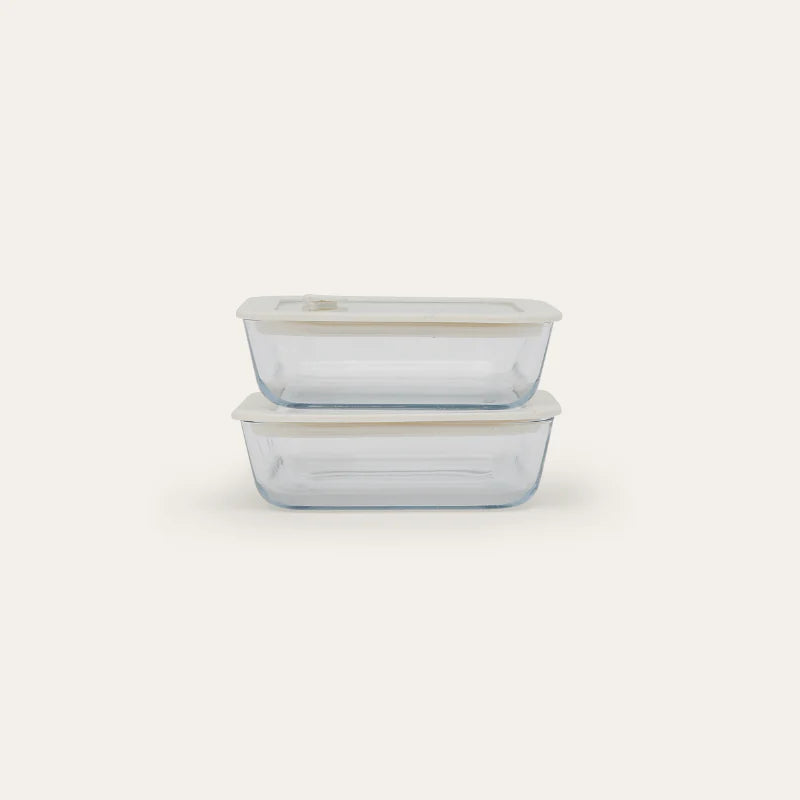 Square glass food containers