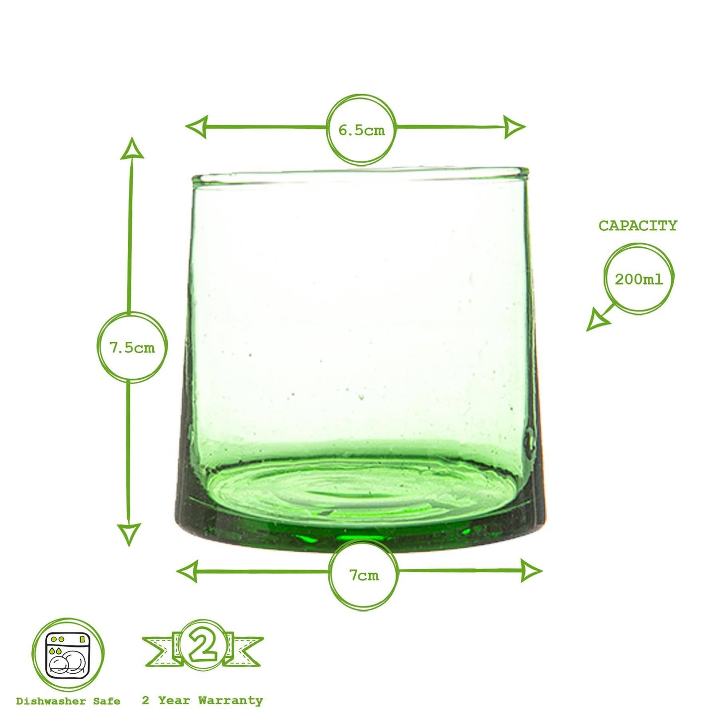 Recycled Glass Tumbler- 200ml - Green