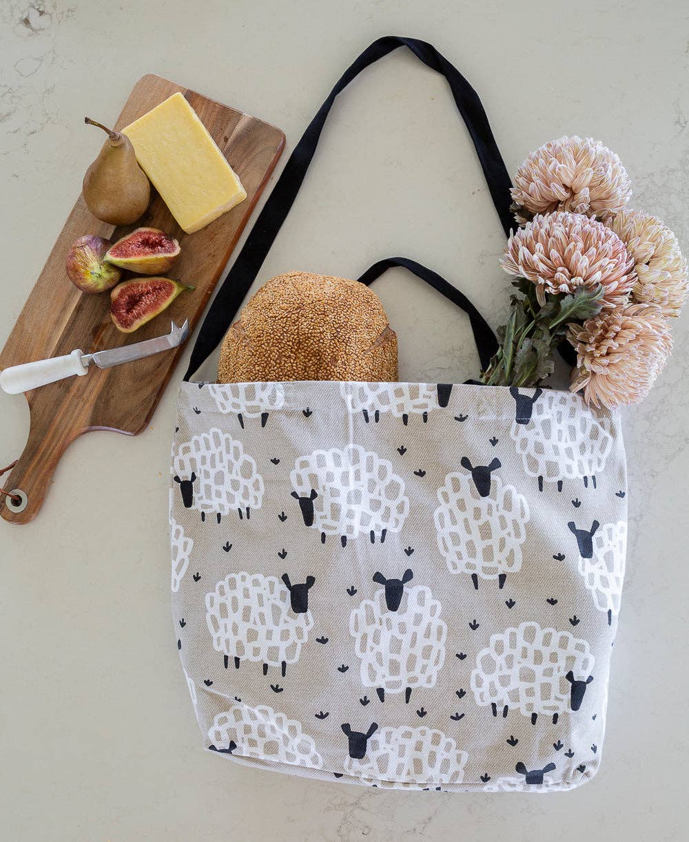 Cotton Tote Bag - grey sheep