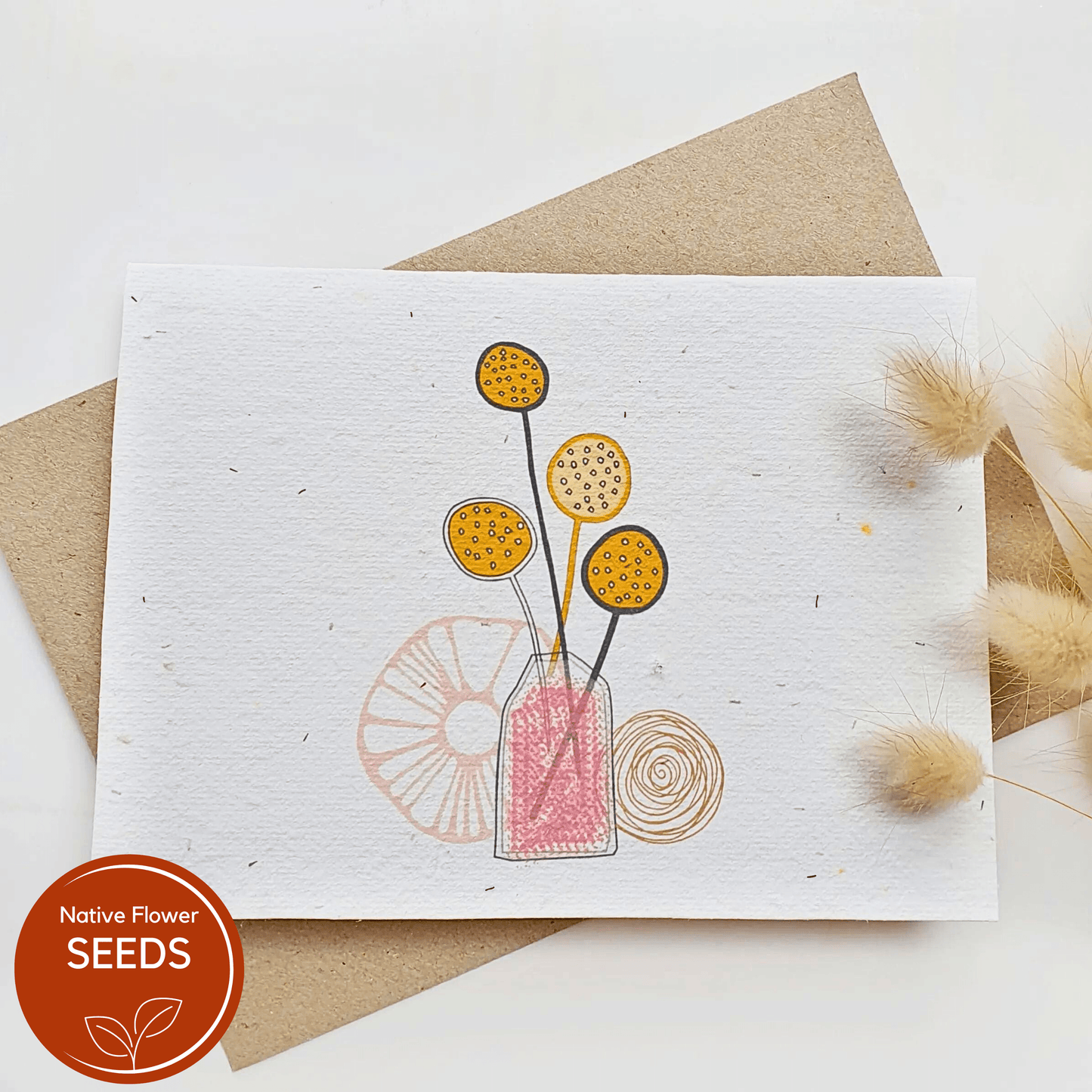 Plantable Billy Buttons Day Card - Swan River Daisy